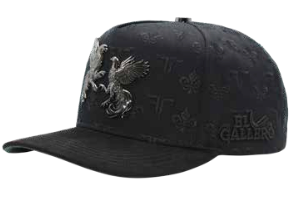 ZU-CAP-FT180NEG - El Gallero fighting roosters metal plate snapback cap - black