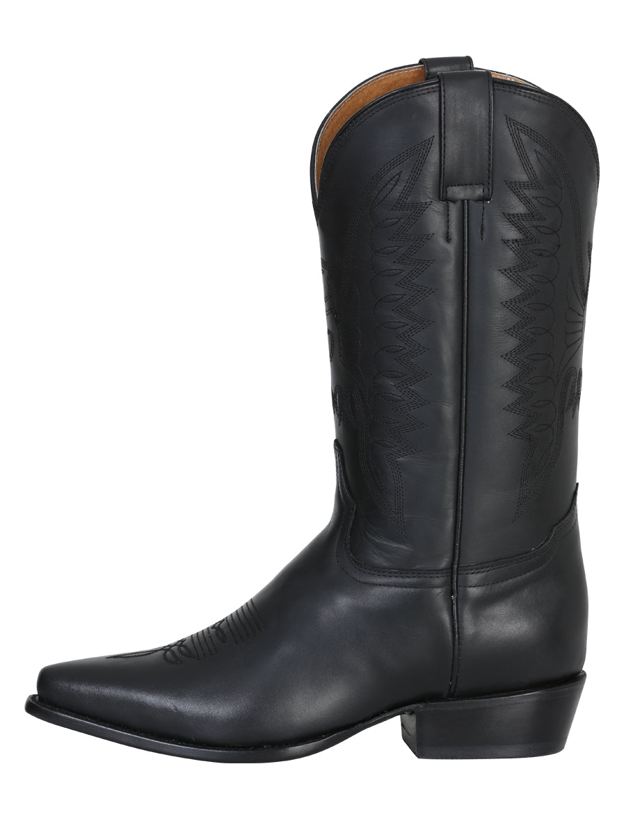 Rodeo Bravo x El General Men's Pointed Toe Leather Cowboy Boots - Made in Mexico - Black 135