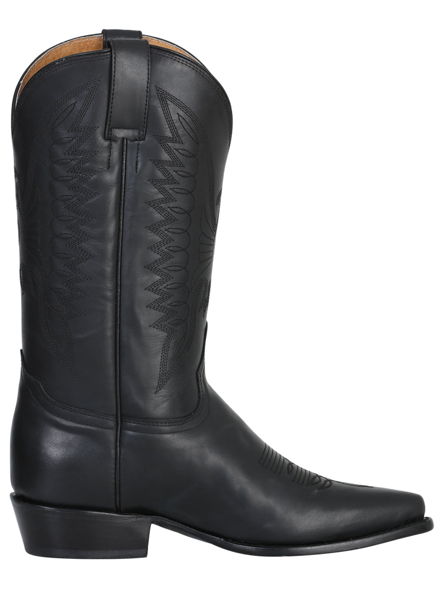 Rodeo Bravo x El General Men's Pointed Toe Leather Cowboy Boots - Made in Mexico - Black 135