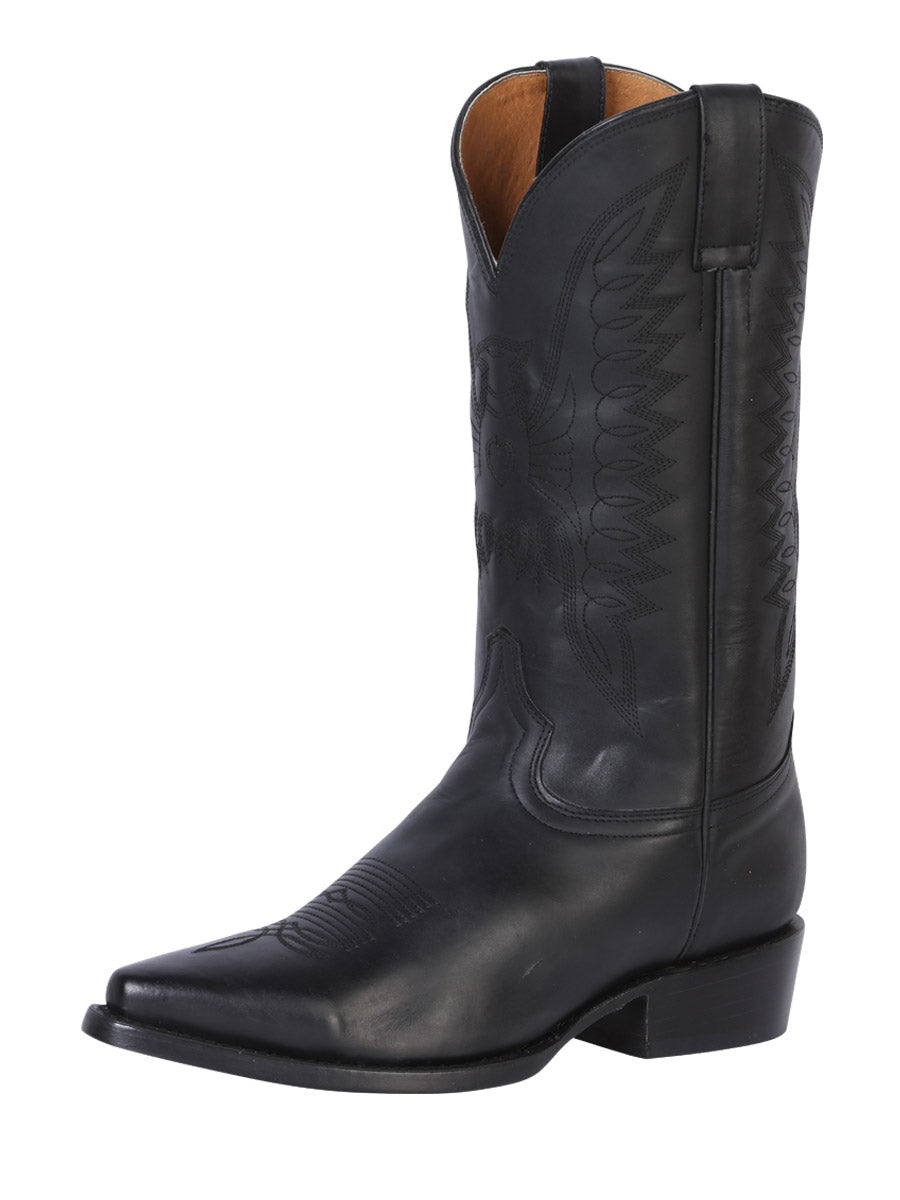 Rodeo Bravo x El General Men's Pointed Toe Leather Cowboy Boots - Made in Mexico - Black 135