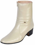 El Besserro Men's Goat Leather Charro Ankle Dress Boot- Bone White #200