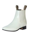 El Besserro Charro Men's Leather Cowboy Ankle Boot - Made in Mexico - Leather Bone 201