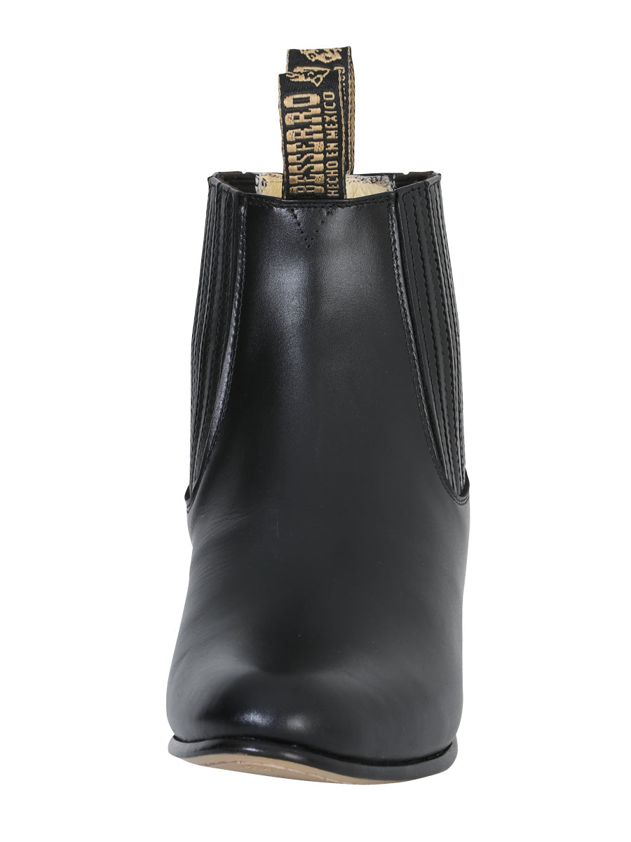 El Besserro Charro Men's Leather Cowboy Ankle Boot Black 207