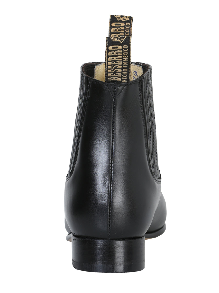 El Besserro Charro Men's Leather Cowboy Ankle Boot Black 207
