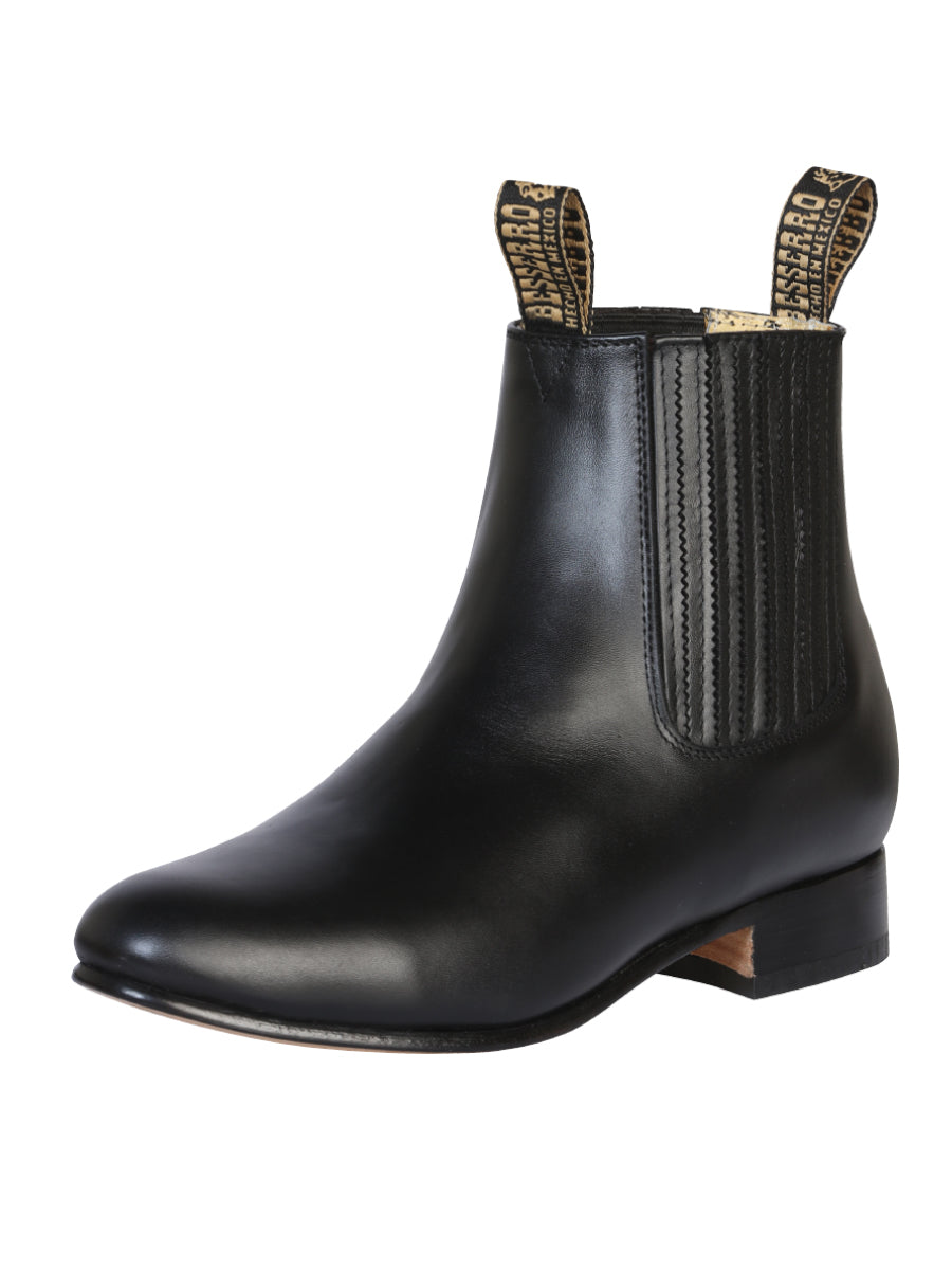 El Besserro Charro Men's Leather Cowboy Ankle Boot Black 207