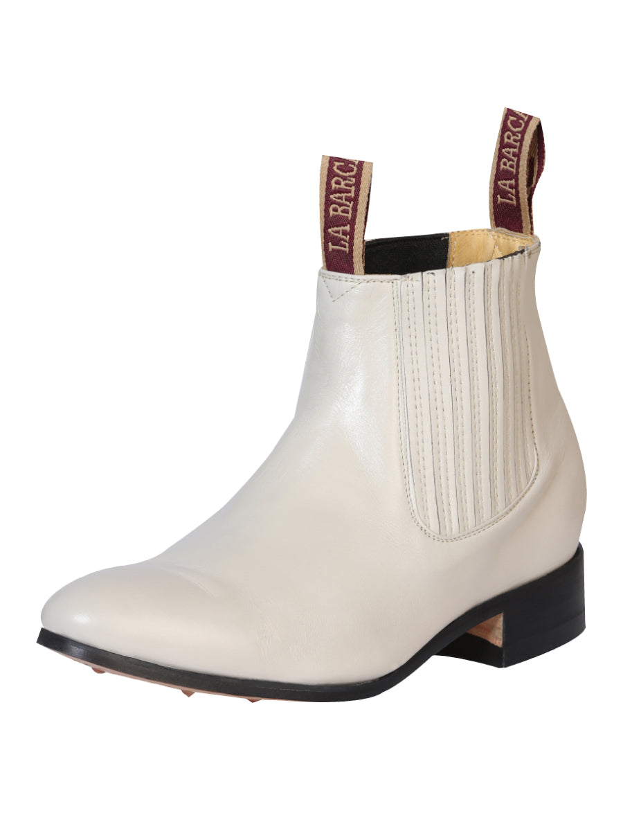 La Barca Men's Charro Leather Cowboy Ankle Boot - Bone 208