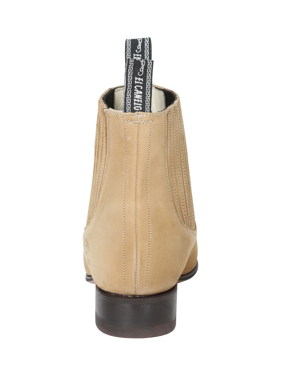 El Canelo "Plata" Men's Charro Ankle Cowboy Boot - Suede Atlas Sand 228