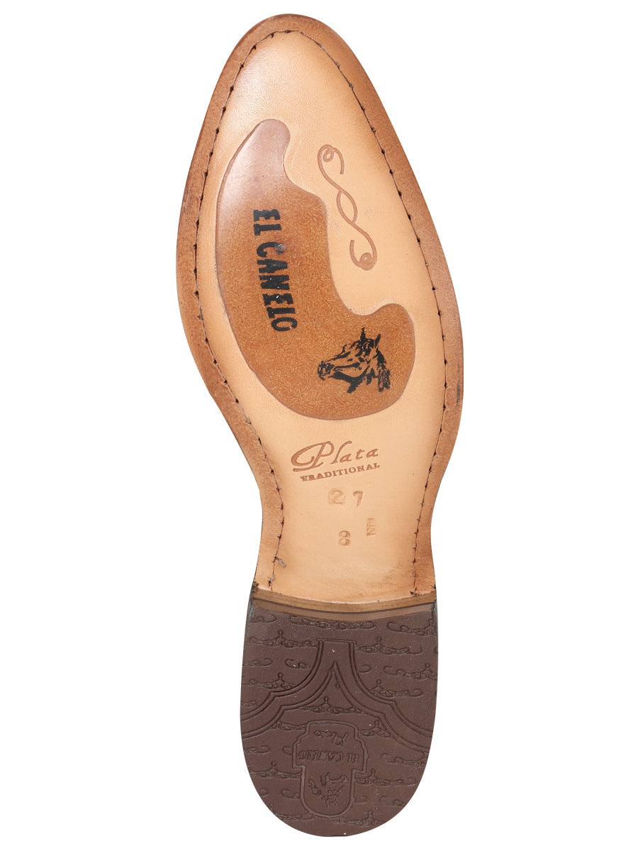 El Canelo "Plata" Men's Charro Ankle Cowboy Boot - Suede Beige 230