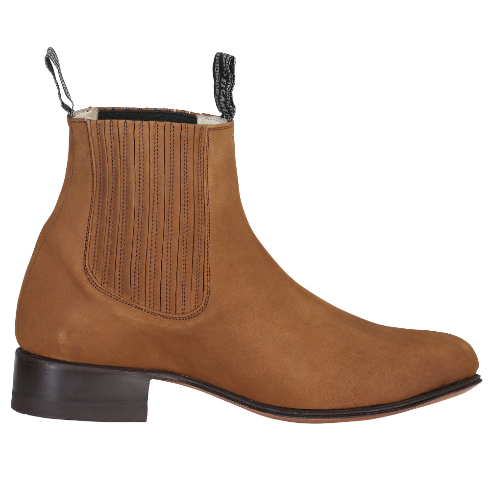 El Canelo Plata Men's Charro Ankle Cowboy Boot Suede Topo 231