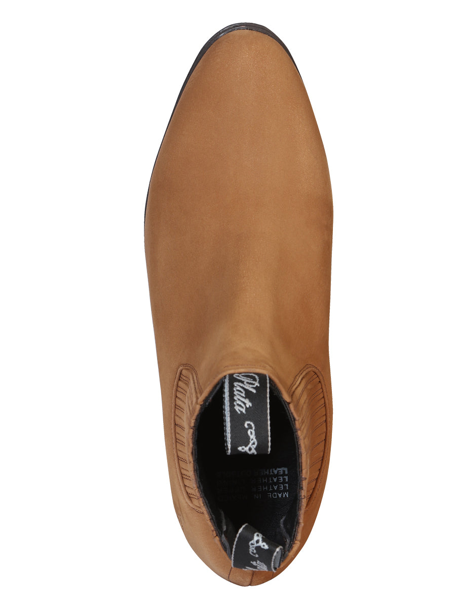 El Canelo Plata Men's Charro Ankle Cowboy Boot Suede Topo 231