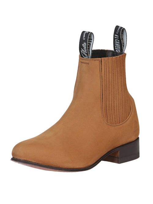 El Canelo Plata Men's Charro Ankle Cowboy Boot Suede Topo 231