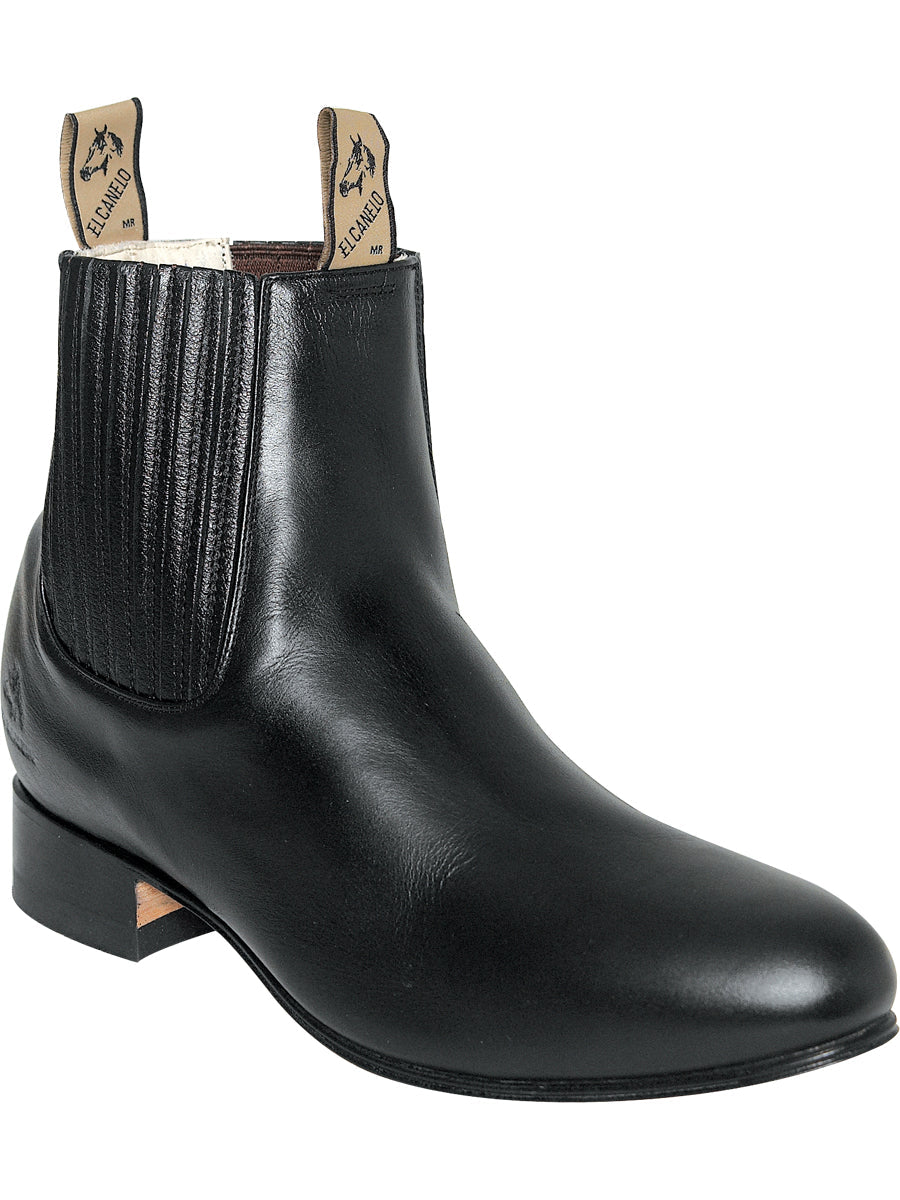 El Canelo "Plata" Men's Charro Ankle Cowboy Boot - Atlas Black 232