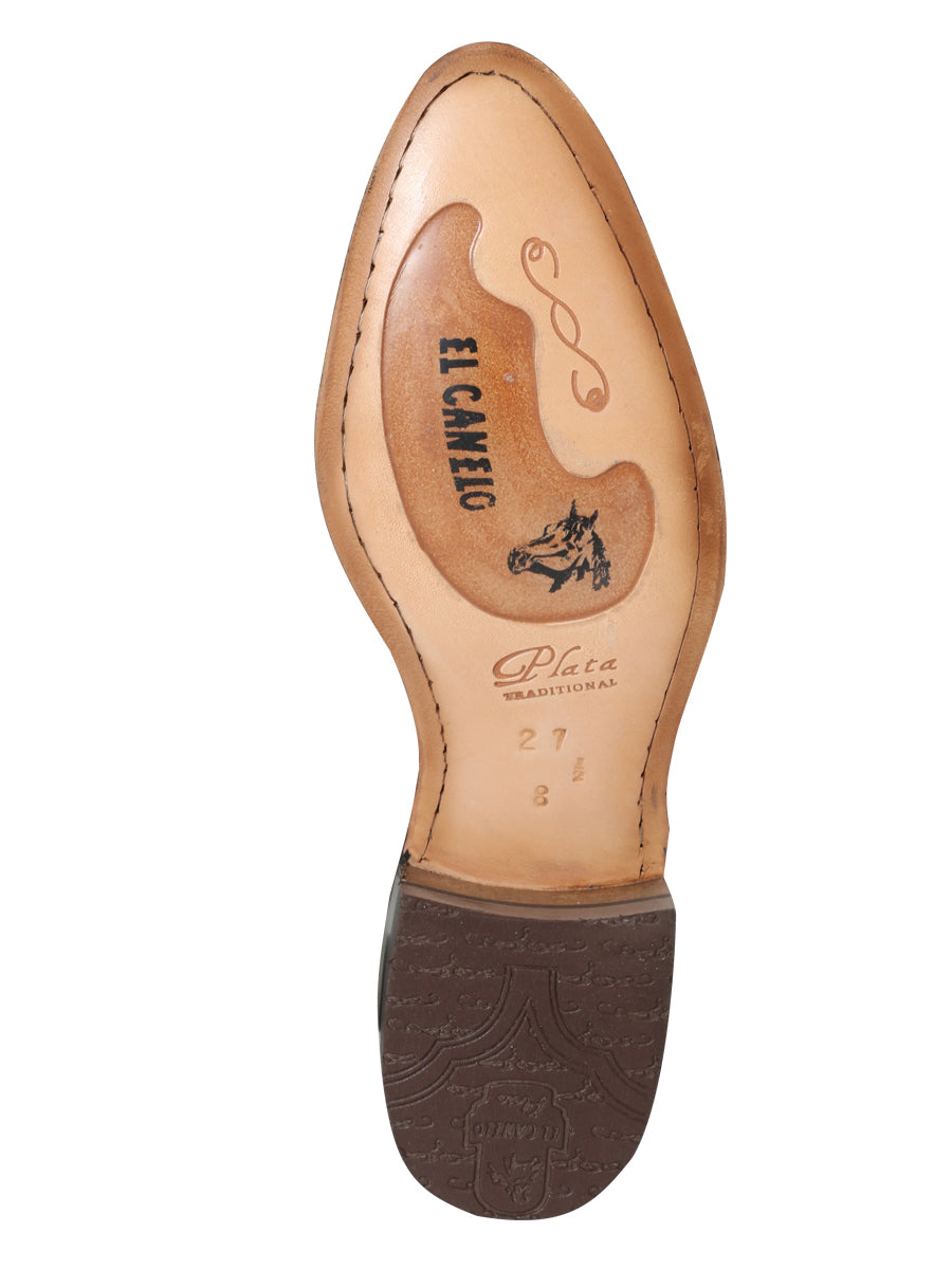 El Canelo "Plata" Men's Charro Ankle Cowboy Boot - Oyster White 233