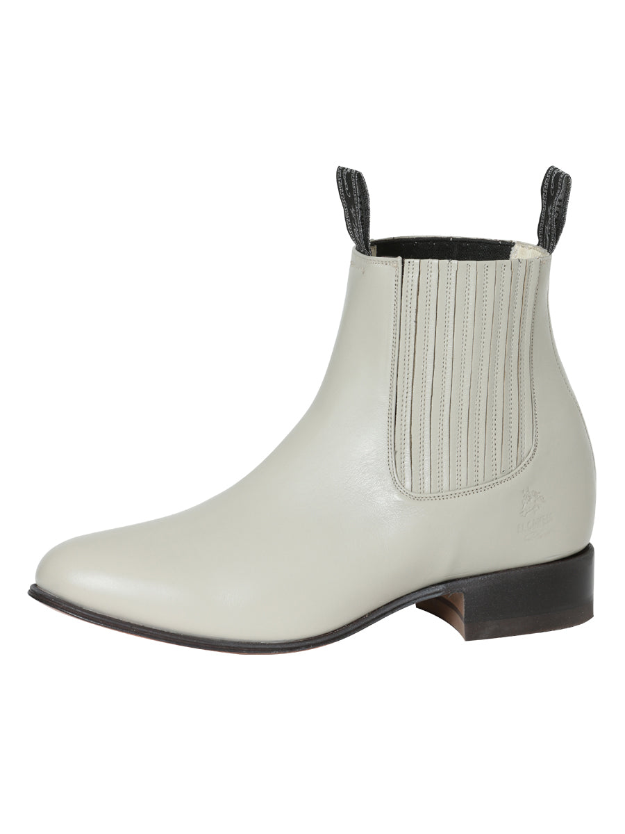 El Canelo "Plata" Men's Charro Ankle Cowboy Boot - Oyster White 233