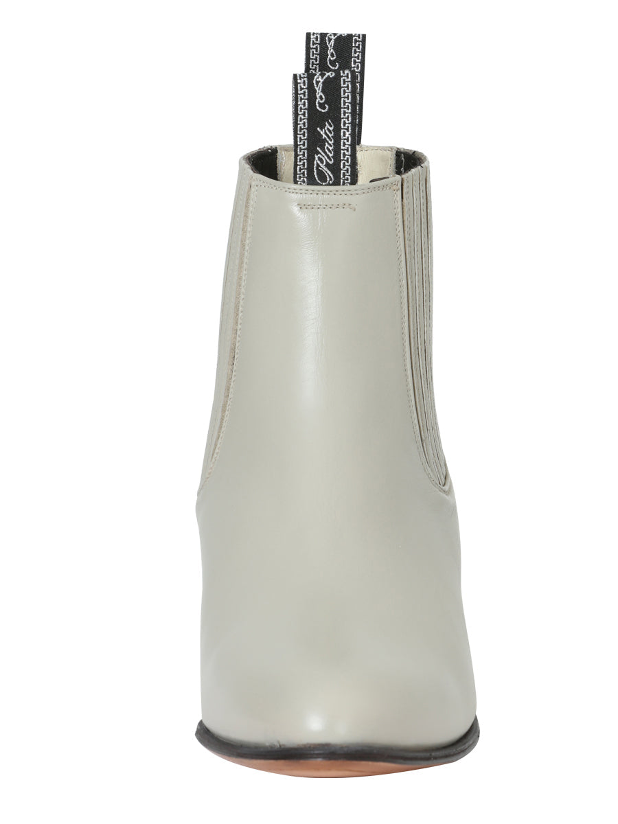 El Canelo "Plata" Men's Charro Ankle Cowboy Boot - Oyster White 233