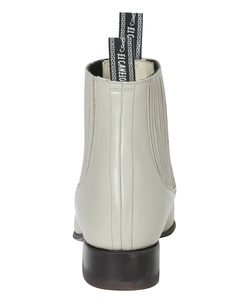 El Canelo "Plata" Men's Charro Ankle Cowboy Boot - Oyster White 233
