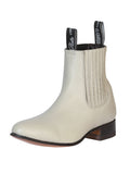 El Canelo "Plata" Men's Charro Ankle Cowboy Boot - Oyster White 233