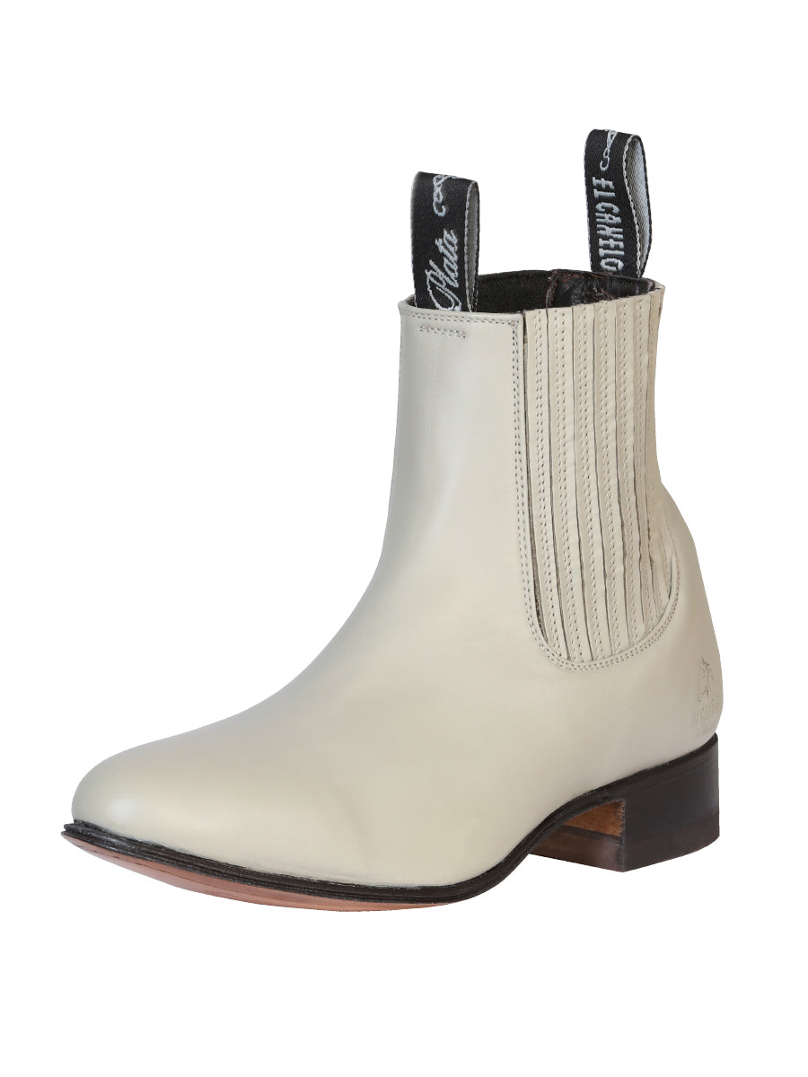 El Canelo "Plata" Men's Charro Ankle Cowboy Boot - Oyster White 233