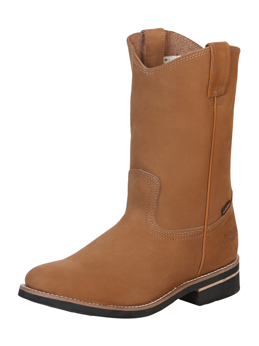 ESTABLO Men's Leather Work Boot - Made in Mexico - Nubuck Cinnamon 303