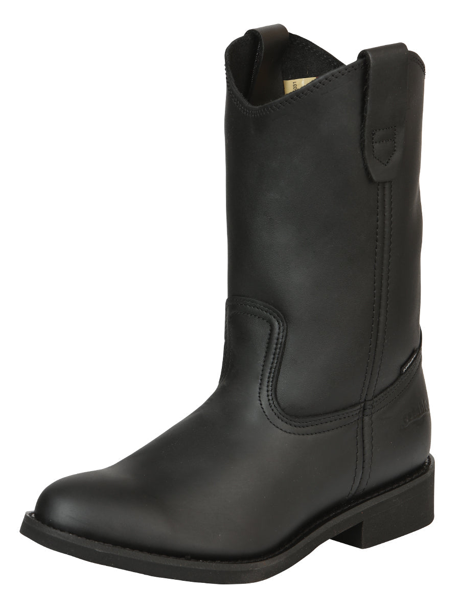 ESTABLO Men's Leather Work Boot - Made in Mexico - Grasso Black 311