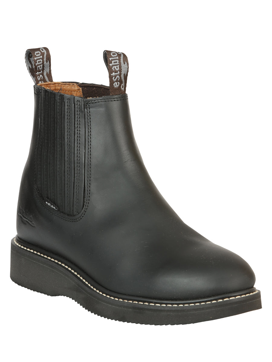 ESTABLO Men's Leather Ankle Work Boot - Made in Mexico - Grasso Black 320