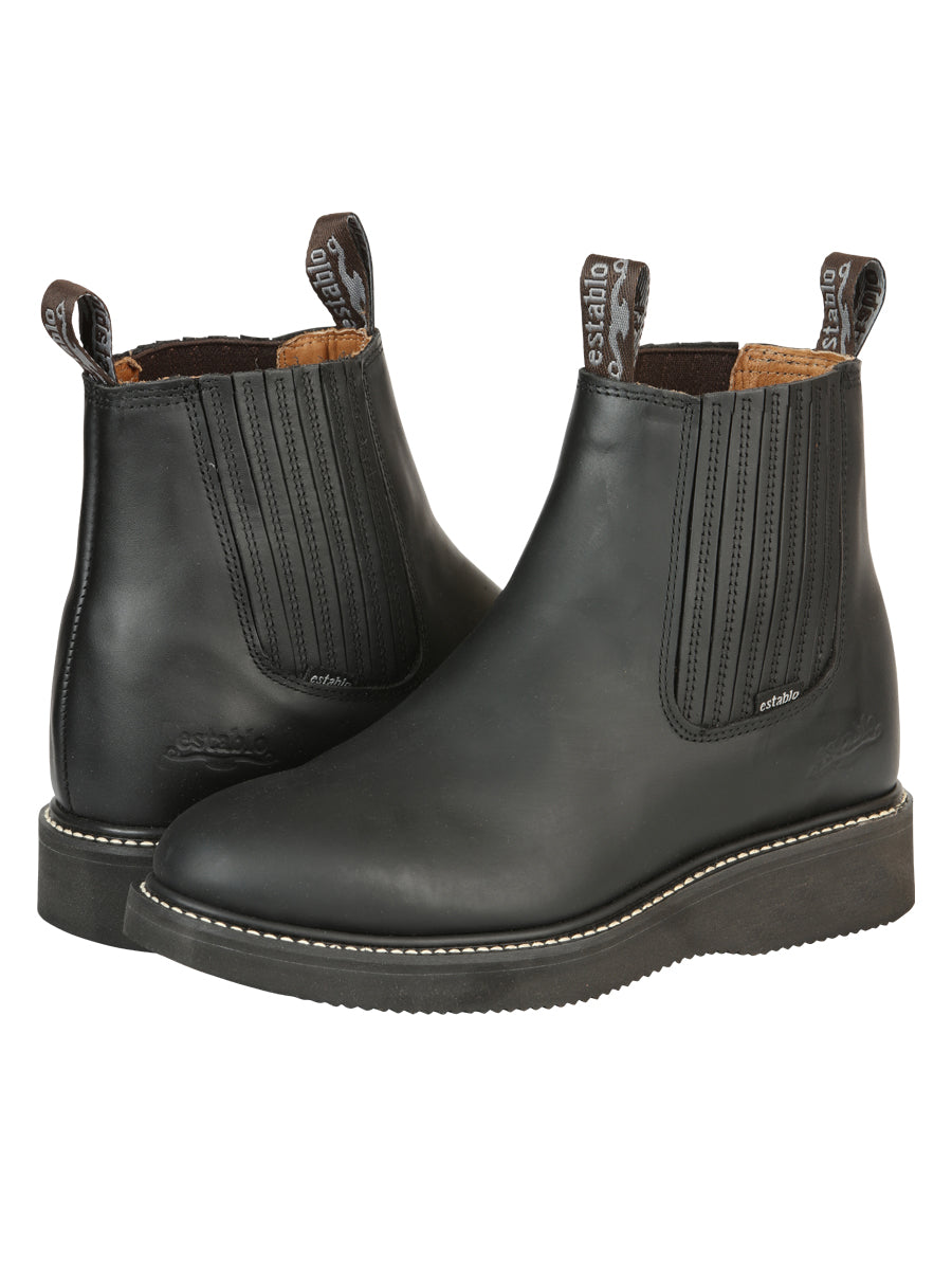 ESTABLO Men's Leather Ankle Work Boot - Made in Mexico - Grasso Black 320