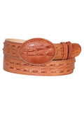 Men's Cowboy Belt - ImitationTail allgator - Cognac 685