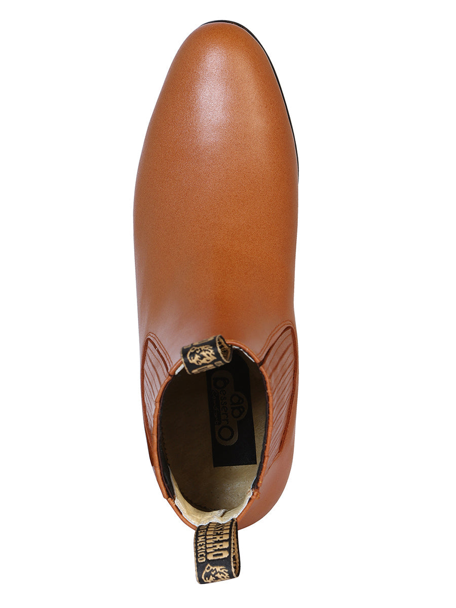 El Besserro Men's Leather Charro Ankle Boots - Made in Mexico - Brandy 1910