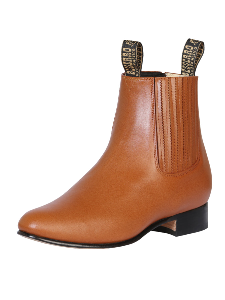 El Besserro Men's Leather Charro Ankle Boots - Made in Mexico - Brandy 1910