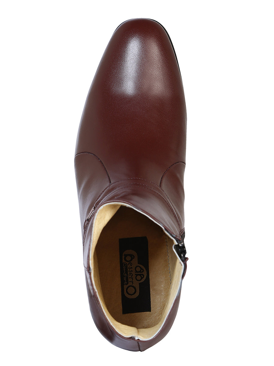 El Besserro Men's Cowboy Western Dress Boot - Made in Mexico - Goat Leather in Wine 1912