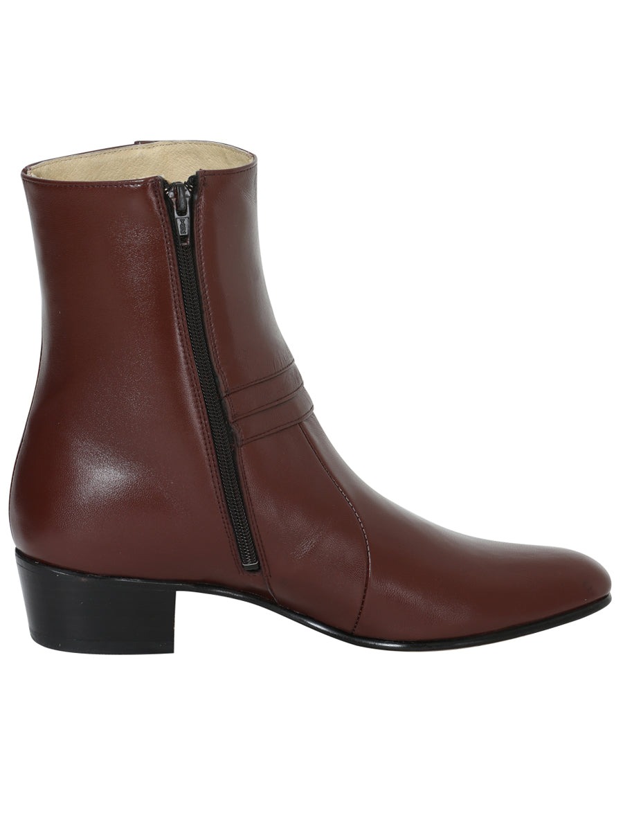El Besserro Men's Cowboy Western Dress Boot - Made in Mexico - Goat Leather in Wine 1912