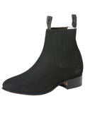 El Canelo "Plata" Men's Charro Ankle Cowboy Boot - Made in Mexico - Suede Black 3663