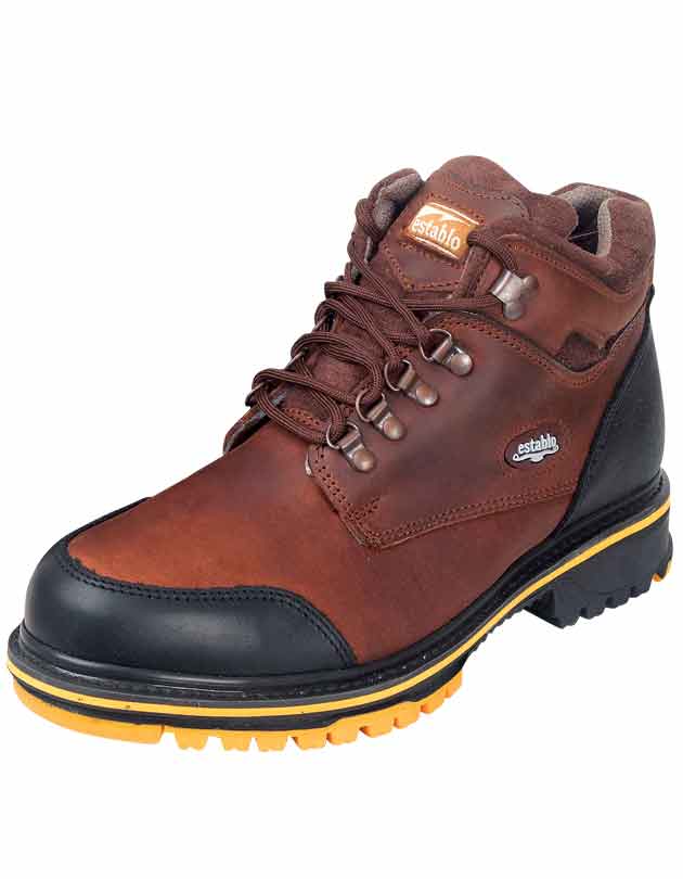 Establo Men's Work Ankle Boot - Black/Brown Lace-Up 10848