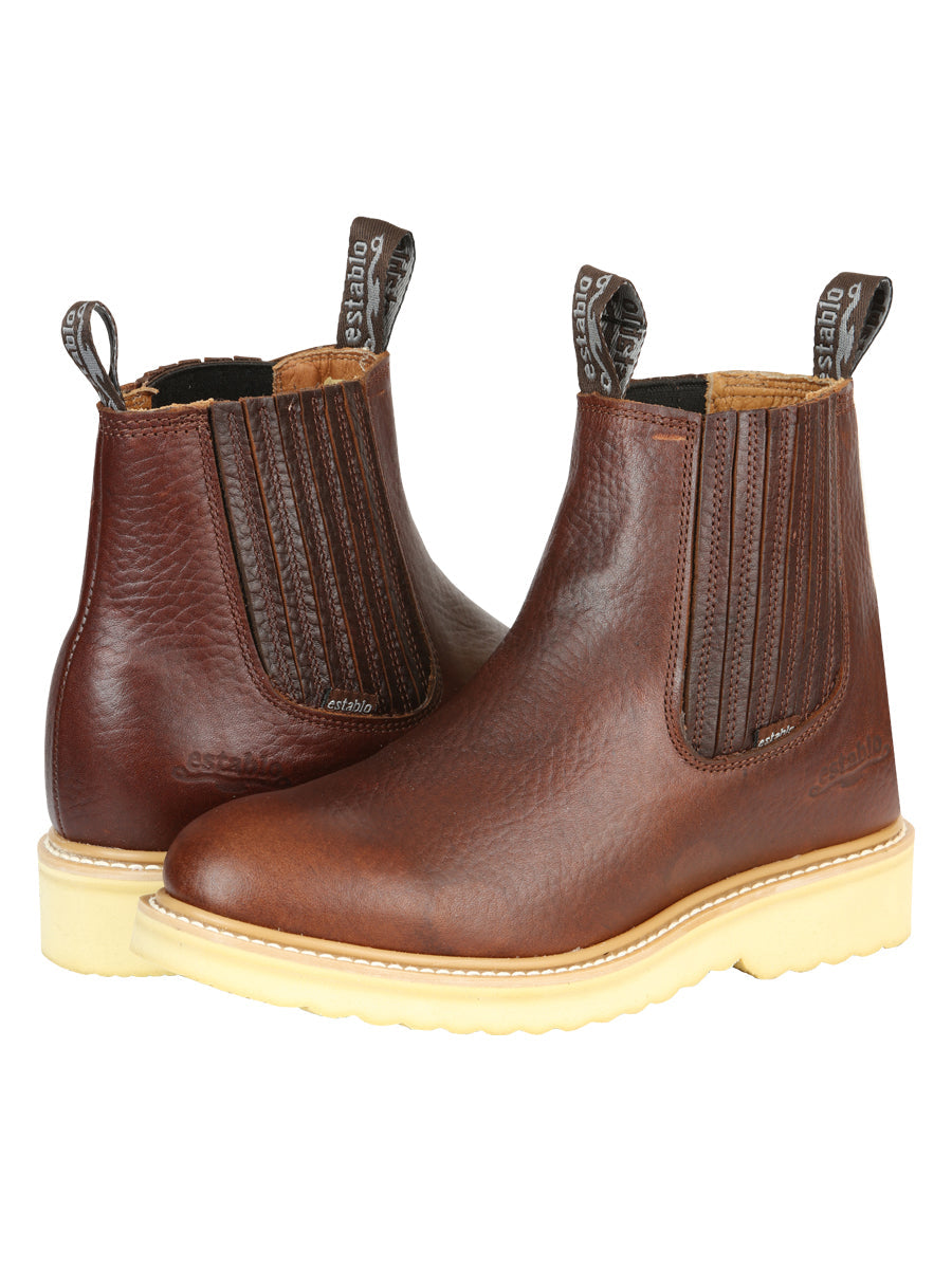 ESTABLO Men's Leather Ankle work Boot - Made in Mexico - Honey 22953