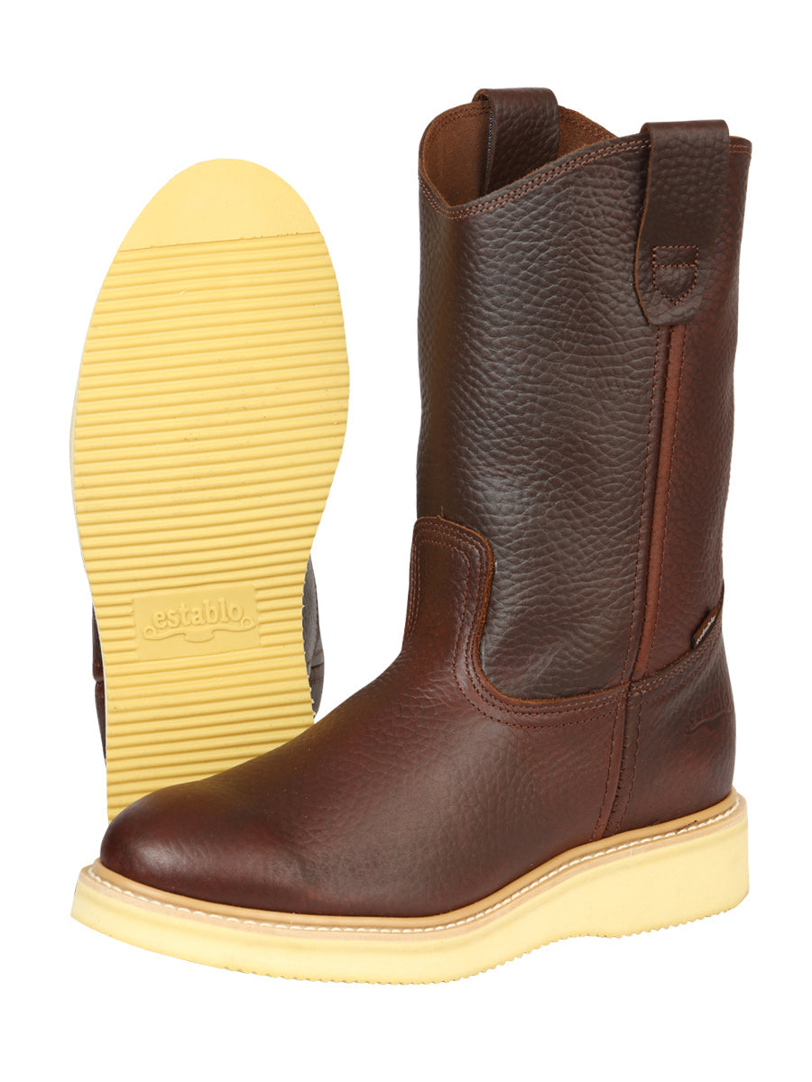 ESTABLO Men's Leather Work Boot - Made in Mexico - Honey 23369