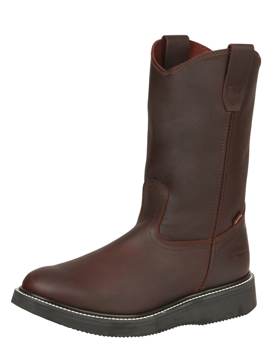 ESTABLO Men's Leather Work Boot - Made in Mexico - Grasso Vino 24962
