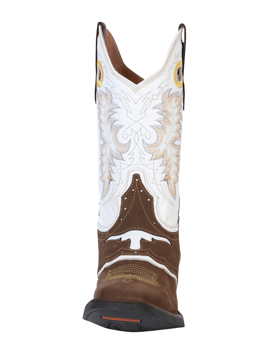 El General Men's Leather Western Cowboy Boot - Crazy Nubuck Dark Brown 33313