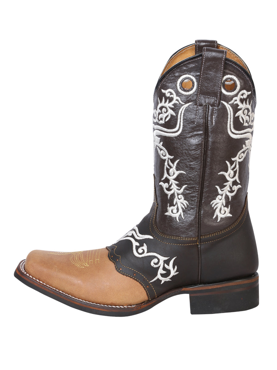 El General Men's Leather Western Cowboy Boot Crazy Honey Dark Brown 33316