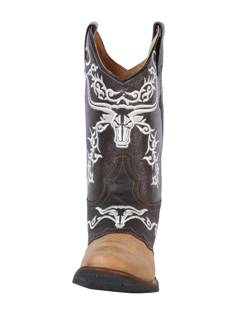 El General Men's Leather Western Cowboy Boot Crazy Honey Dark Brown 33316