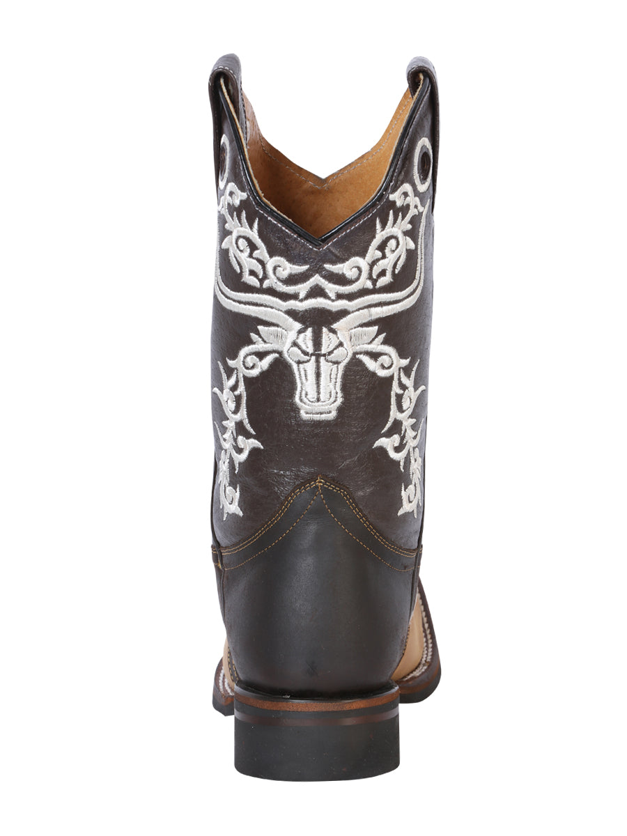 El General Men's Leather Western Cowboy Boot Crazy Honey Dark Brown 33316