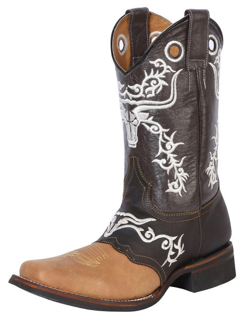 El General Men's Leather Western Cowboy Boot Crazy Honey Dark Brown 33316