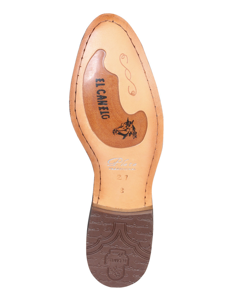El Canelo "Plata" Men's Charro Ankle Cowboy Boot - Nubuck Brown 34291