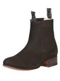 El Canelo "Plata" Men's Charro Ankle Cowboy Boot - Nubuck Brown 34291