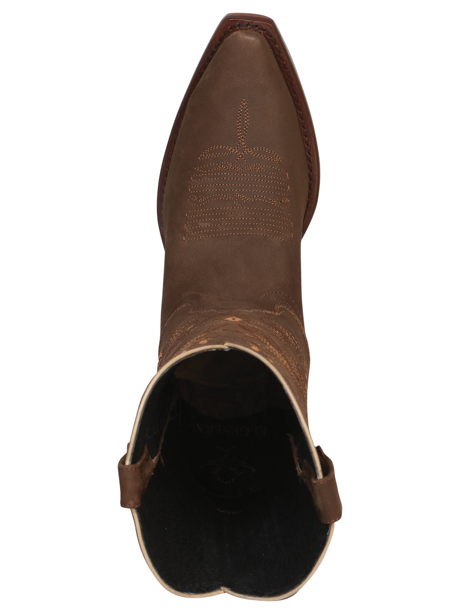 El General Women's Leather Cowgirl Boots - Made in Mexico - Nubuck Camel 34513
