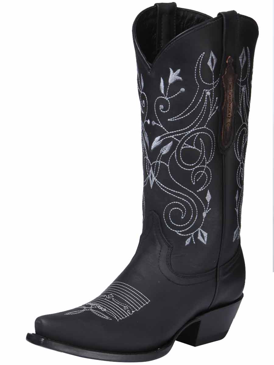 El General Women's Leather Cowgirl Boots - Made in Mexico - Black 34514