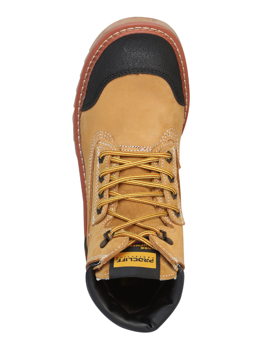ProCliff Steel Toe Work Boots for Men – Nubuck Honey, 6 Inch, Made in Mexico 35218