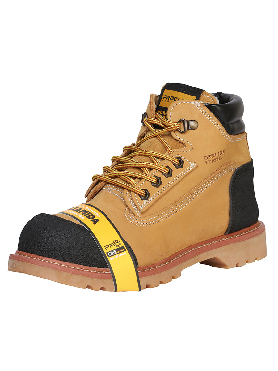 ProCliff Steel Toe Work Boots for Men – Nubuck Honey, 6 Inch, Made in Mexico 35218