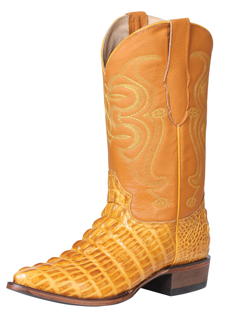 El Senor de los Cielos Western Boot Caiman Tail Print Butter 40843
