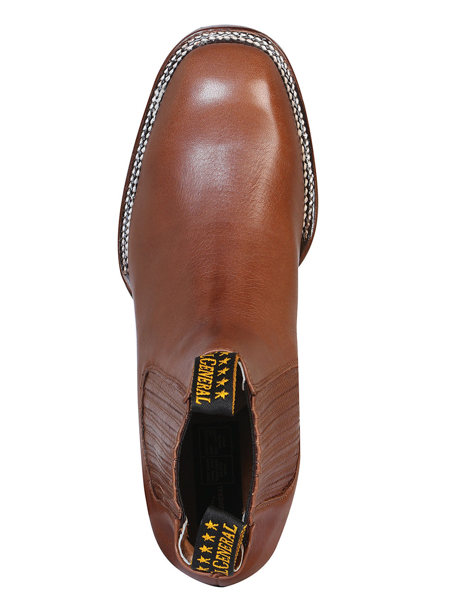 El General Men's Leather Cowboy Ankle Boot - Made in Mexico - Privo Nogal 41498