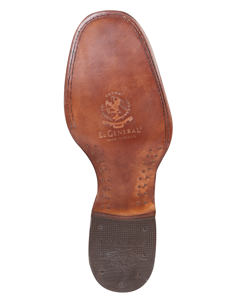 El General Men's Leather Cowboy Ankle Boot - Made in Mexico - Privo Nogal 41498